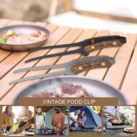 BBQ Grill Barbecue Tong Vintage Food Clip Stainless Steel Anti Scalding Lightweight Camping Supplies Outdoor Tableware