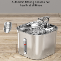 2.2L Inligent Cat Water Fountain Automatic Water Dispenser Stainless Steel Drinker Drinking Filters Feeder Motion Sensor