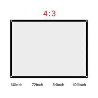 Ecran โปรเจคเตอร์สีขาวขนาด60-100นิ้วแบบพกพาพับได้ไม่เป็นรอยพับจอโปรเจคเตอร์4:3หน้าจอโปรเจคเตอร์