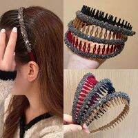 【YF】 Fashion Simple Hair Hoop Headdress Solid Color Flocking Comb Hairbands Headband Bezel With Teeth Accessories For Women