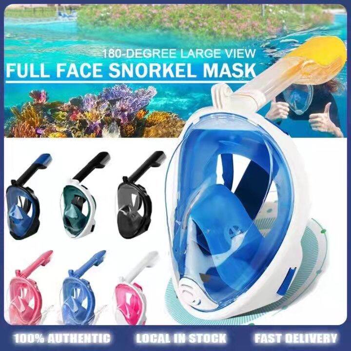 Full Face Snorkeling Mask Easy Breath Snorkeling Goggles Set for Adult ...