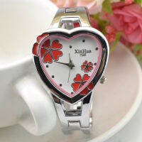 สวยคริสตัลสี่ Lleaf นาฬิกาโรแมนติก Hearts Dial ดอกไม้นาฬิกาแฟชั่นผู้หญิงเกาหลีนาฬิกา Reloj