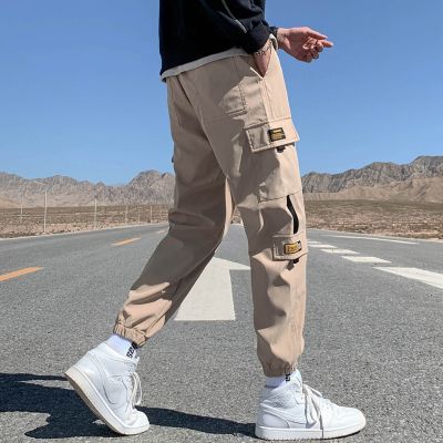 Single man cargo pants jogger jogger 2020 fashion side pocket hip hop Harajuku Japanese street pants grey pants man