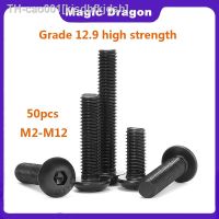 50pcs/Lot M3 M4 M5 M6 M8 M10 Class 12.9 round head hexagon socket screw pan head hexagon socket screw round cup screw