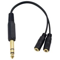 6.35mm Male to 2 Port 3.5mm Female Aux Cable Extension Line Headphone Y Splitter Headphones Accessories