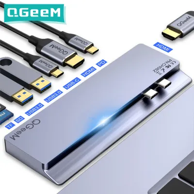 QGeeM USB C Hub Dock for Pro SD TF Card Readers Dual HDMI PD Multi USB Hub Type C Adapter Splitter Type-C Hub for Laptop