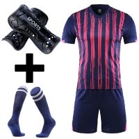 Men Soccer Jerseys Football Training Suit Costume survetement Adults Kids Plain Soccer Jersey Uniform with socks and shin guard