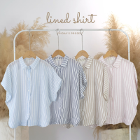 lined shirt เสื้อเชิ๊ตผ้าพริ้ว ลายทาง 4 สี