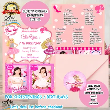 Barbie invitation cheap for 7th birthday