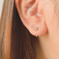 She with Cheewa | silver925 | gems embrace earring ต่างหูเงินแท้ ประดับคริสตัล ก้านโอบใบหูไว้ ใส่นอนได้ ไม่เจ็บหู