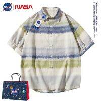 NASA ร่วมแบรนด์อินเทรนด์ญี่ปุ่นห้าจุดเสื้อเชิ้ตแขนสั้นถนนหลวม bf สบาย ๆ จับคู่เทรนด์ท็อปส์ซูคู่