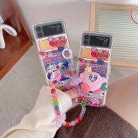 เคสแข็งรูปการ์ตูนสำหรับ Samsung Galaxy Z Z Flip4 W23 Flip 3 5G เคสโทรศัพท์พลาสติกน่ารักพร้อมโซ่และที่วางโทรศัพท์