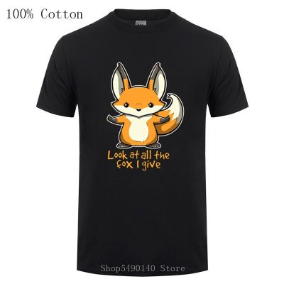 New Look At All The Fox I Give Men T-Shirt Crazy Cartoon Animal Tee Shirt Kawaii Cotton Short Sleeve Plus Size Clothing For Team 【Size S-4XL-5XL-6XL】