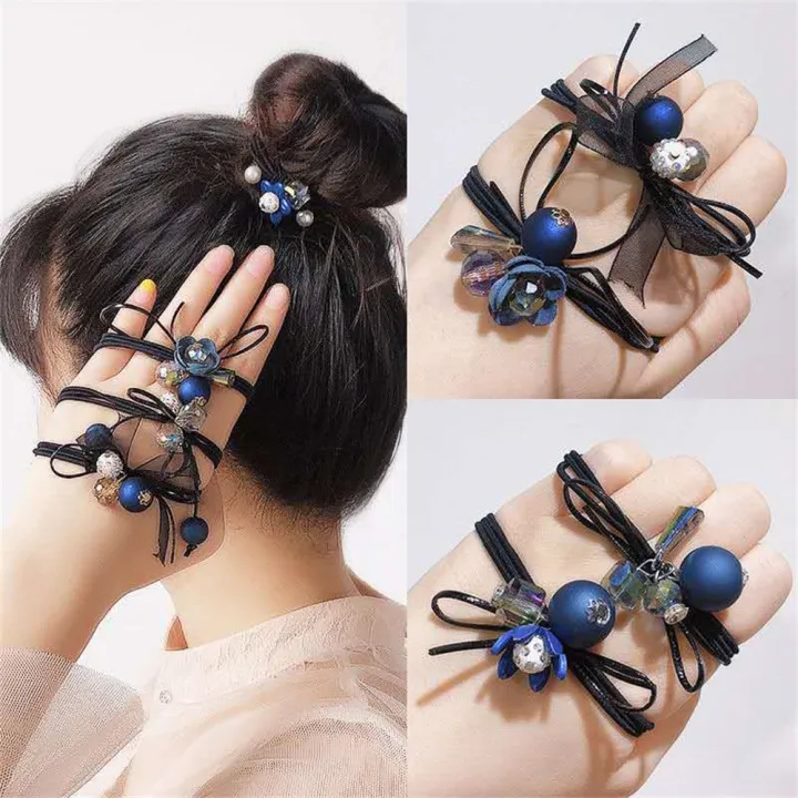 cc-frosted-hair-ties-rubber-bands-durable-ponytail-bead-3-in-1-scrunchies-headress-accessories