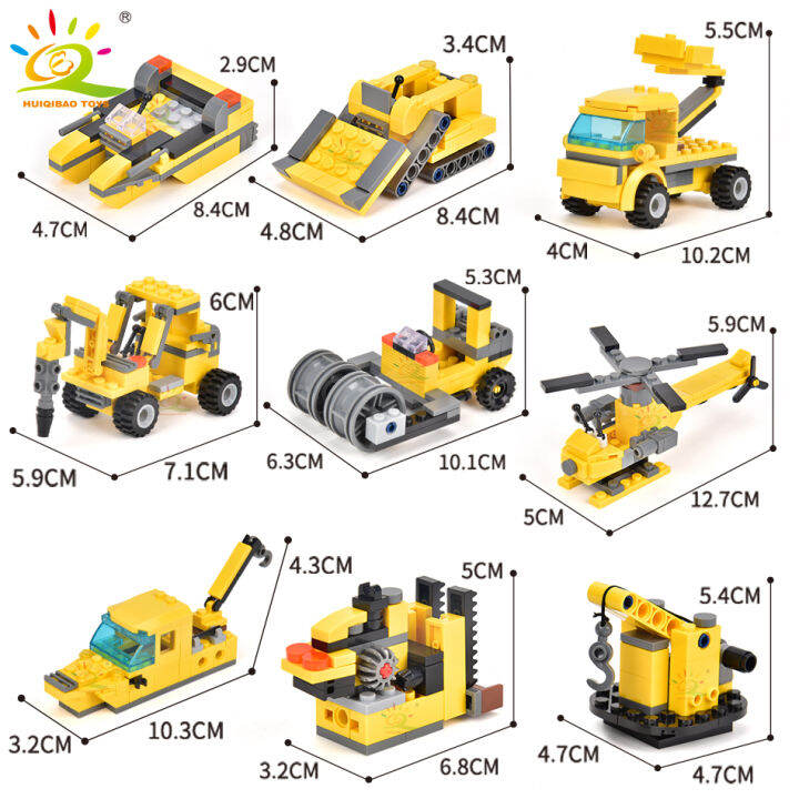 ใหม่-huiqibao-ของเล่น693ชิ้น8in1วิศวกรรมรถบรรทุกอาคารบล็อกเครน-bulldozer-รถเมืองก่อสร้างอิฐชุดสำหรับเด็กเด็ก