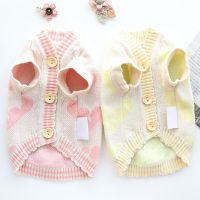 Dog Clothing Autumn Cat Princess Sweater Pink Yellow Love Knitted Cardigan Loose and Soft Sweater Pet Clothing L2998