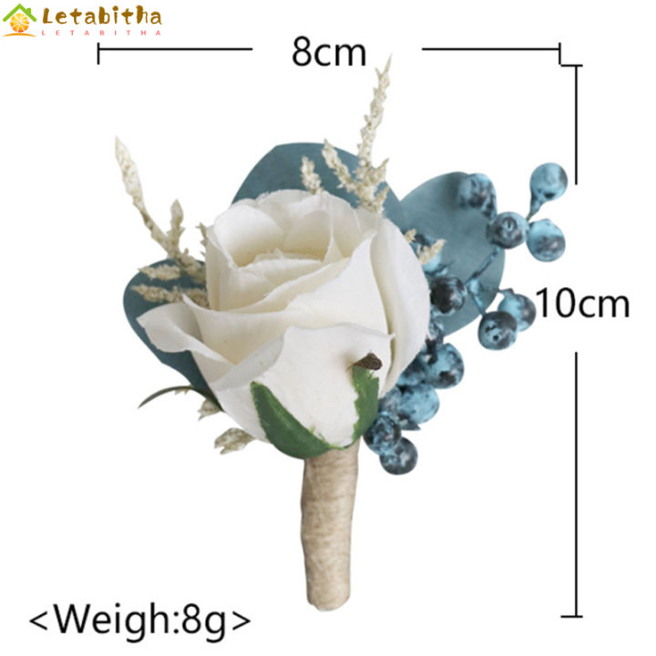 letabitha-ชุดช่อดอกไม้แต่งงานสำหรับเจ้าบ่าวเจ้าสาวเพื่อนเจ้าสาว-ดอกไม้ข้อมือเทียม1คู่