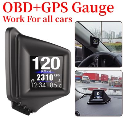 HUD OBD2 GPS On-Board คอมพิวเตอร์ Head Up Display รถ Tachometer Turbo ความดันน้ำมันอุณหภูมิน้ำ GPS Speedometer สำหรับรถเบนซิน
