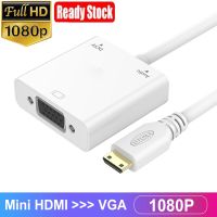 Mini HDMI to VGA Video Adapter Cable 1080P Mini HDMI Male to VGA Female Converter with 3.5mm Auido USB Power Port for PC Laptop