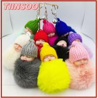 TIINSOO 3PCS 10สี พวงกุญแจทารกนอนหลับ ตุ๊กตาผ้าพลัฌ ตุ๊กตาสำหรับเด็ก สายคล้องกุญแจปอมปอม น่ารักมากๆ พวงกุญแจขนกระต่ายปลอม จี้ห้อยกระเป๋า