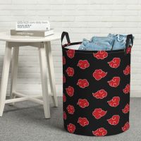 Anime Akatsuki Printed Folding Laundry Basket Round Storage Bin Bag Large Hamper Collapsible Clothes Toy Basket Bucket Organizer