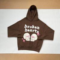 Broken BPM Two Hearts Skull Foam Print Hooded Sweatshirt