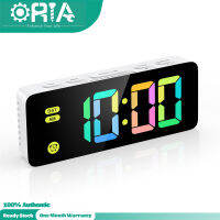 ORIA RGB นาฬิกาดิจิตอลนาฬิกาปลุกข้างนาฬิกาตั้งโต๊ะหน้าจอแสดงกล้องหน้าบ้านพร้อมเลื่อนปรับความสว่างปลุกเสียงดังปริมาณสำหรับเด็กนักเรียนผู้ใหญ่