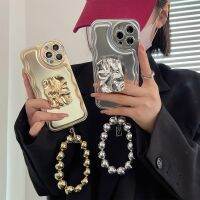 [HOT 2023] เกาหลีแหวนลูกปัดสร้อยข้อมือ Electroplated Wave สำหรับ iPhone 11 12 13 14 Pro Max XR X XS แข็งแรงฝาครอบ