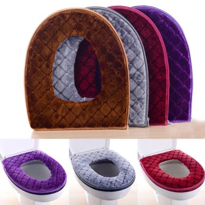 【CW】 1PC Filling Soft Thickened Washable Warmer Toilet Cover Cushion 37cm×44cm