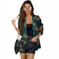 Womens Autumn and Winter Suit Long Sleeve Lapel Digital Print Blazer