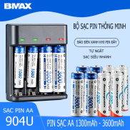 Sạc pin AA tự ngắt Bmax 904U siêu nhanh và pin sạc AA 1300mAh