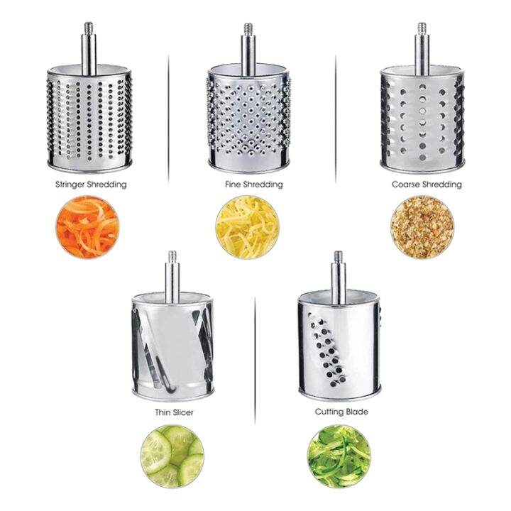 stainless-steel-cheese-grater-rotary-chopper-vegetable-shredder-salad-slicer-multi-use-hand-grater-grinder-5-blades