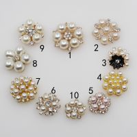 Fashion 10pc Mixed Size Rhinestone Pearl Buttons Wedding Decoration DIY Flatback Gold Clothing Scrapbooking Crafts Accessories Haberdashery