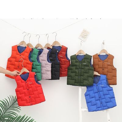 （Good baby store） 2022 New Autumn Winter Vests 4 12 Years Kids Warm Waistcoats Boys Girls Solid Color Sleeveless Outerwear Children Clothes