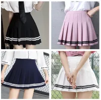 Ready to ship from Thailand High-waisted tennis skirt decorated with Hanako stripes with lining, available in 6 colors (cash on delivery)