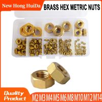 Kuningan Hex Metrik Kacang Metal Threaded Hexagonal Metrik Tembaga Nut Set Bermacam Kit M2 M3 M4 M5 M6 M8 M10 m12 M14