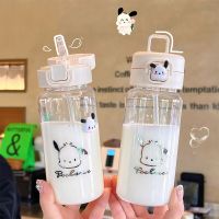 Kawaii Sanrio Water Bottle Pocho Transparent Straw Cup Anime Women Portable Plastic K Outdoor Water Bottle Girl Gift