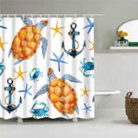 3D Beach Printed Fabric Shower Curtain set Waterproof Sea Scenery Bath Screen Bathroom Curtain with 12 Hooks Decoration