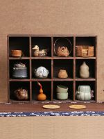 High-grade burnt paulownia wood bogu rack solid tea shed Duobaoge display storage teacup teapot bamboo set cabinet