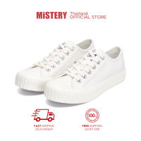 MISTERY รองเท้าผ้าใบบิสกิต ขนาดใหญ่ แบน รุ่น COOKIE สีขาว สีดำ( MIS-8655)