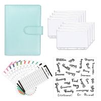 A6 Binder Notebook PU Leather DIY Planner Journal Organizer 8 Zipper Pockets 12Pcs Budget Sheet 2Pcs French Alphabet Stickers Note Books Pads