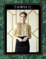 TAWN C. - Glitzy Gold Jessica Blouse เสื้อแต่งระบายพลีททองผ้าลาเม่