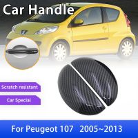 ประตูคาร์บอนไฟเบอร์ฝาครอบที่จับพอดีกับ Peugeot 107 2005 2006 2007 2008 2009 2010 2011 2012 2013สติกเกอร์ตกแต่งภายนอกรถ