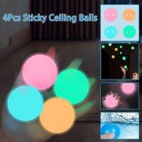 【LZ】ஐↂ  4Pcs Glow in The Dark Ceiling Balls Luminous Sticky Wall Balls Squishy Ball Fidget Toys for Kids Adults Gifts Stress Relief Toy