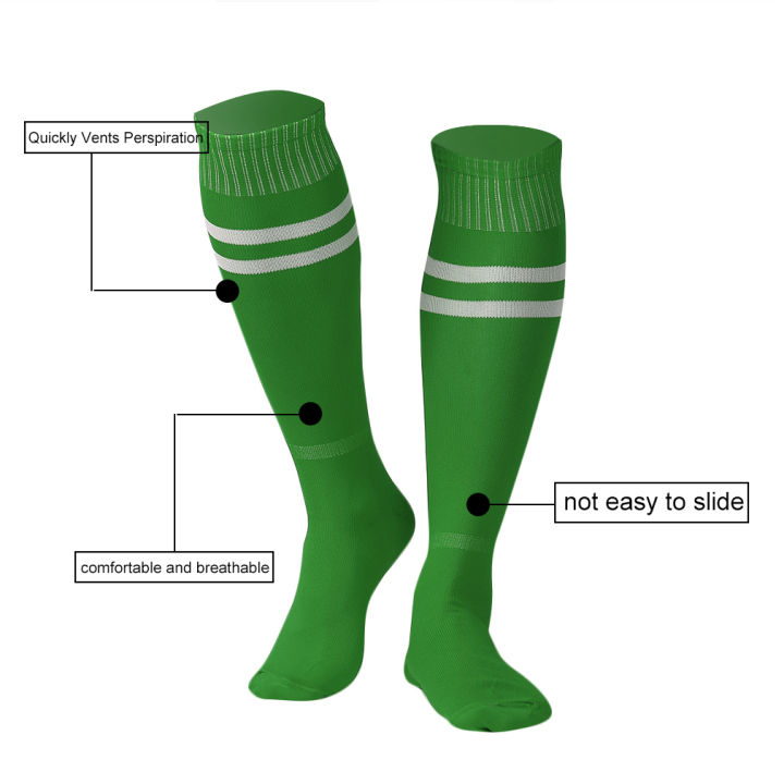 ถุงเท้าเลคกิ้งเข่าสำหรับทั้งชายและหญิง-ถุงเท้าวิ่งฟุตบอลเบสบอลถุงเท้ากีฬาฟุตบอลเข่าข้อเท้า1คู่