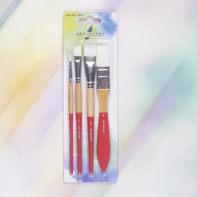 ┅◊ Kuas ArtSecret Pelukis 2412 Artis 4 PC/Set dengan Taklon Rambut Aluminium Ferrule Pegangan Kayu