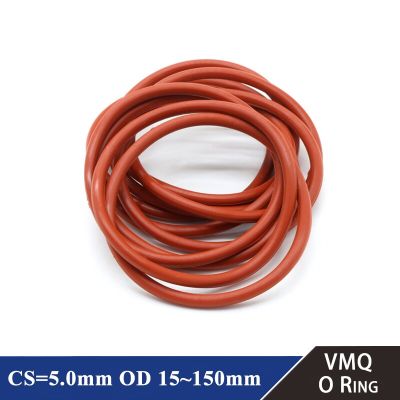 10Pcs Food Grade VMQ O Ring Gasket CS 5mm OD 15 ~ 150mm Waterproof Washer Round O Shape Rubber Silicone Ring Red Gas Stove Parts Accessories