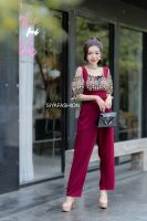 Top Trend Jumpsuit JL53 ชุดจั้มสูทหญิงจั้มสูทขายาว บาร์บี้ ลูกไม้ลายมงกุฎ (M34-39”) ชุดผู้หญิง ชุดออกงานหรูๆ ชุดทำงาน ชุดทำบุญ ชุดงานบุญ แฟชั่นผู้หญ