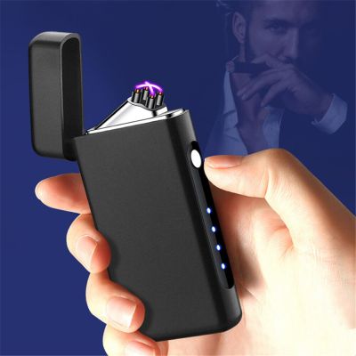 Survival kits USB Lighter Type-C Dual Arc Plasma Lighter Electronic Flameless Power Display Windproof Lighter Smoking Tools For Mens Gifts Survival kits