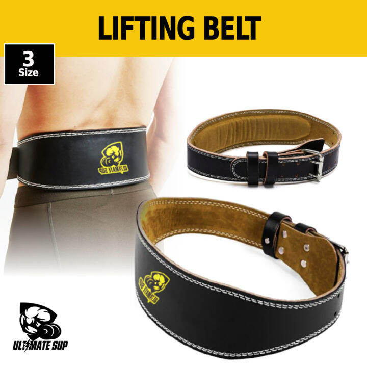 Ultimate Sup Leather Weight Lifting Belt, Black (PU LEATHER) Strength Training, Weightlifting